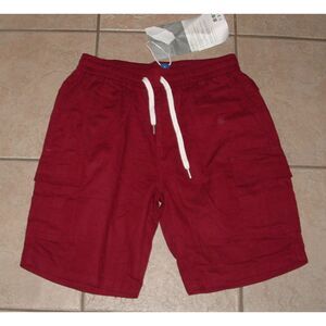 NEW NWT Mens Sz Small Casual Wear Maroon Elastic Waist Cargo Shorts SWAGGER